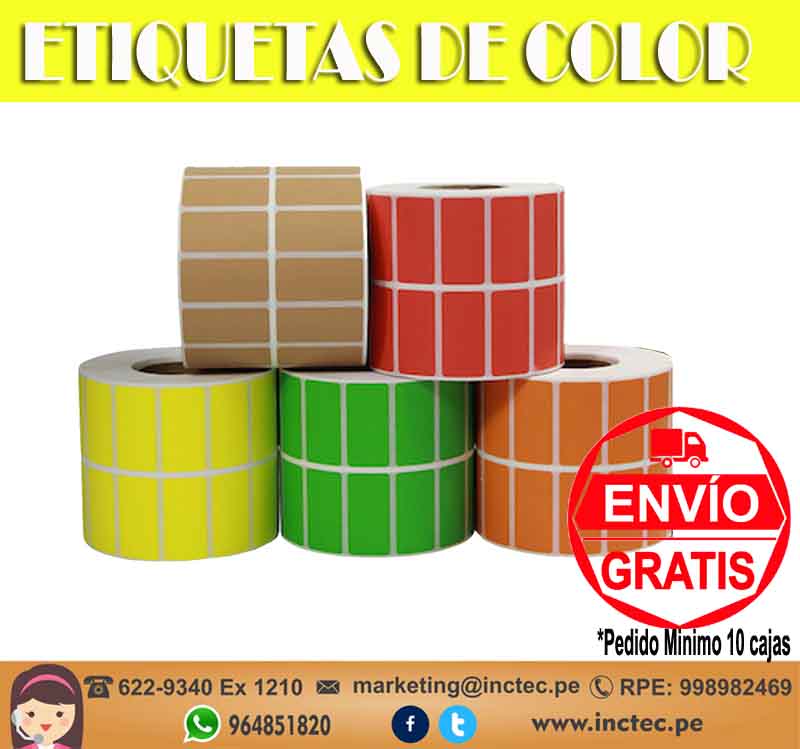 Etiquetas adhesivas fondeado a color de Papel.